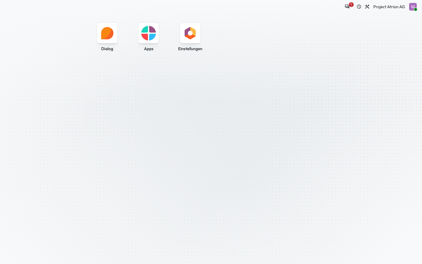 Nach der Anmeldung siehst du die Startseite mit deinen Apps