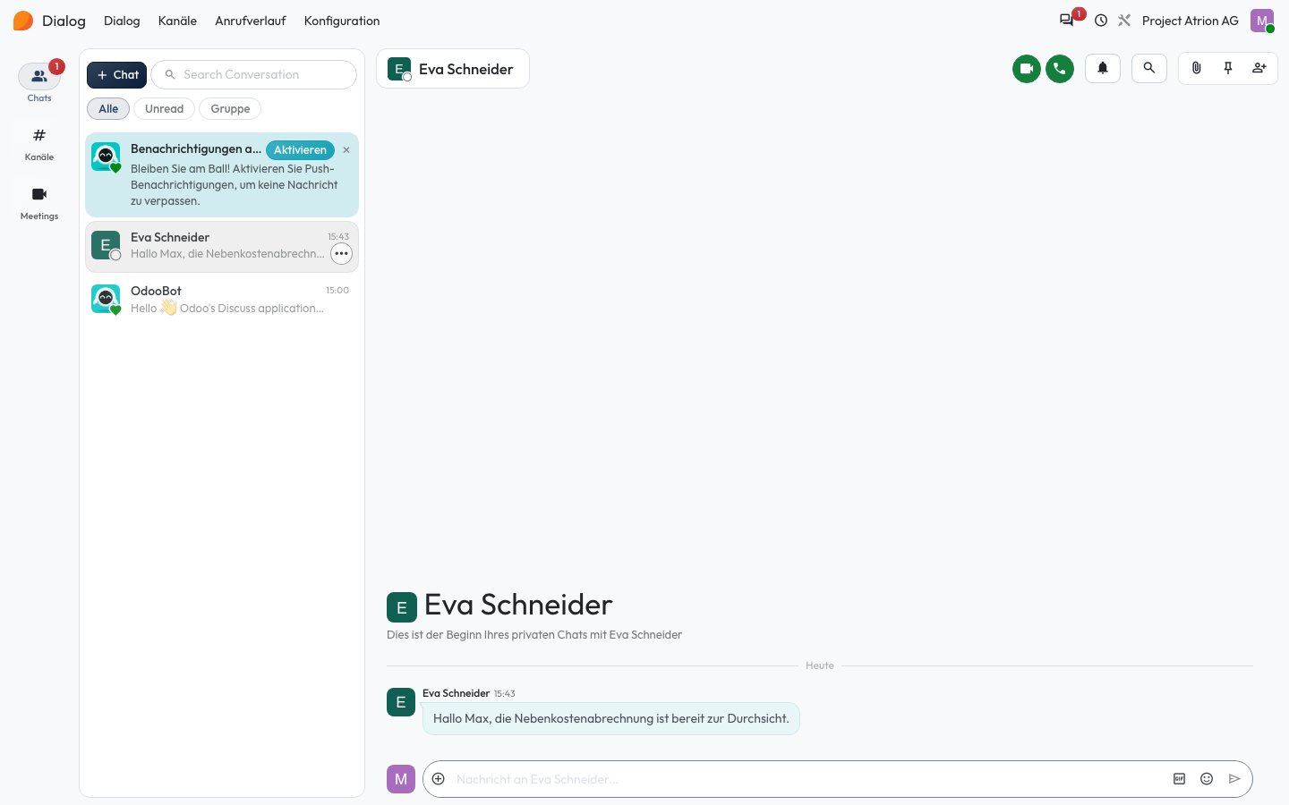 Öffne auf der Startseite die App Dialog